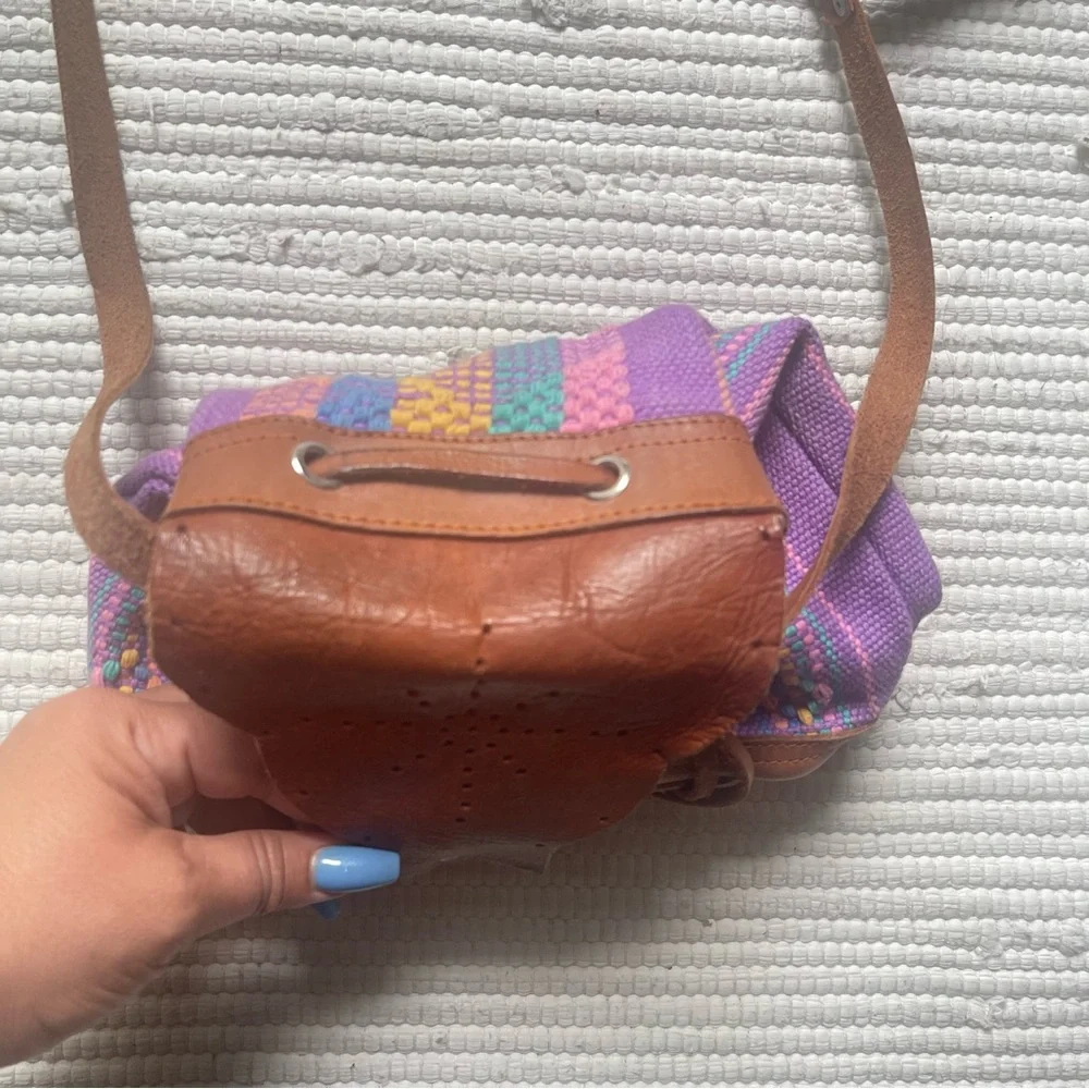 Boho Artisan Woven Bucket Bag Leather Crossbody Festival Bag